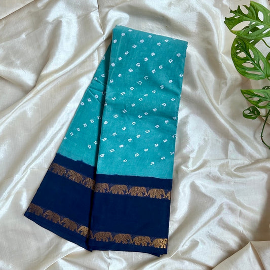 Sungudi Cotton Blue Saree