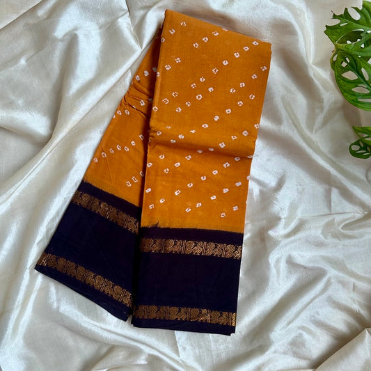 Sungudi Cotton Yellow Saree