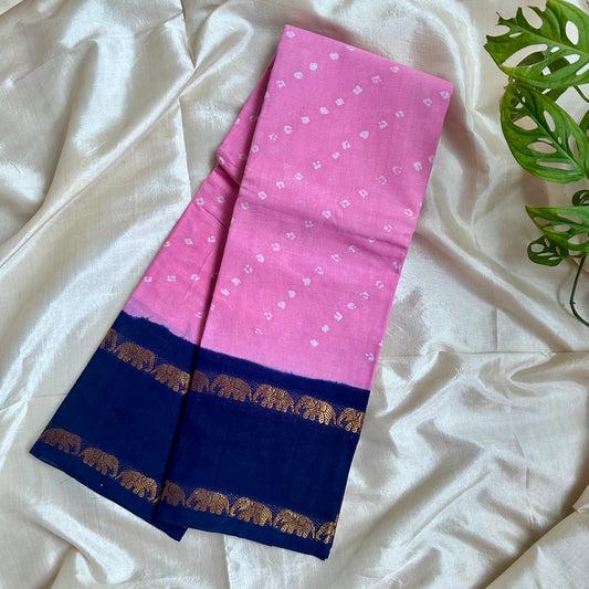 Sungudi Cotton Pink Saree