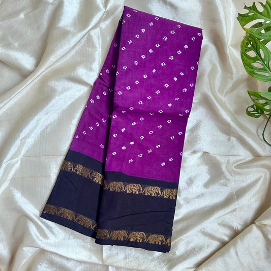 Sungudi Cotton Violet Saree