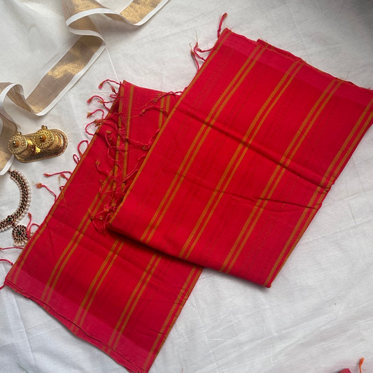 Mangalgiri Red Cotton Saree- MPH14