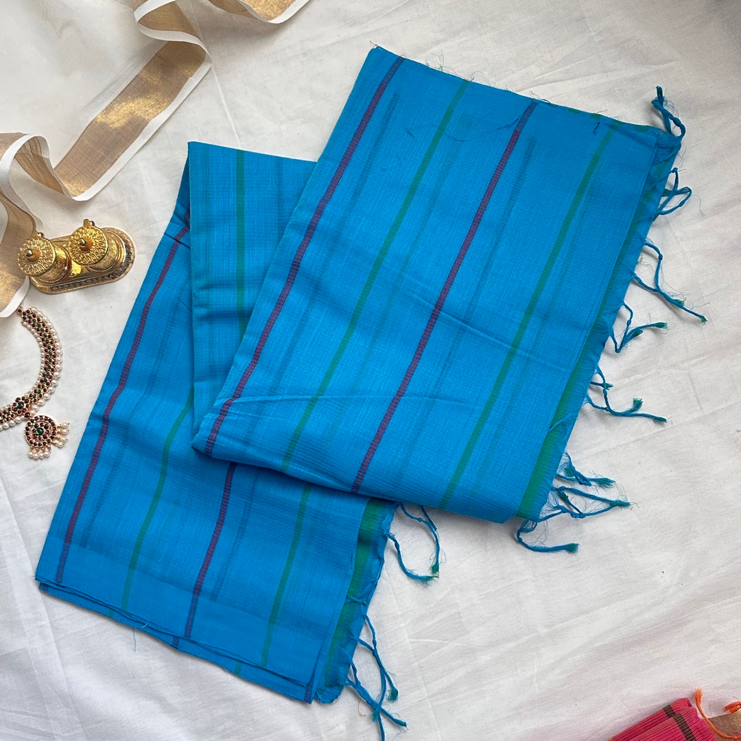 Mangalgiri LBlue Cotton Saree- MPH11