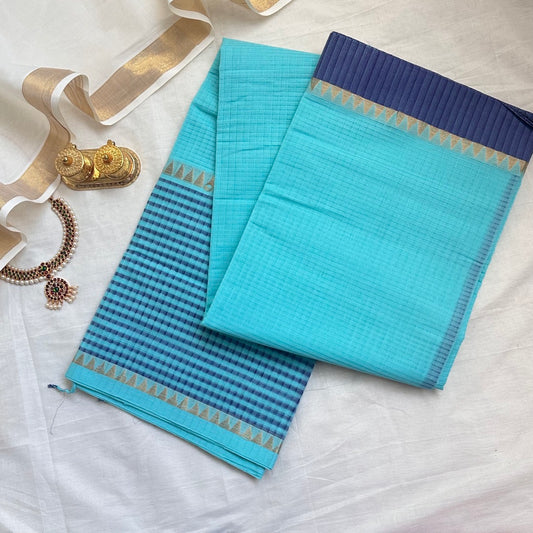 Mangalgiri Blue Cotton Saree- MPH16