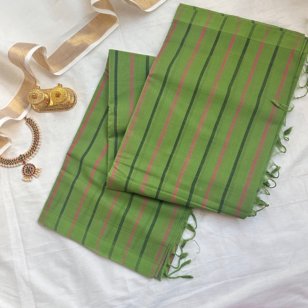 Mangalgiri LGreen Cotton Saree- MCCH12