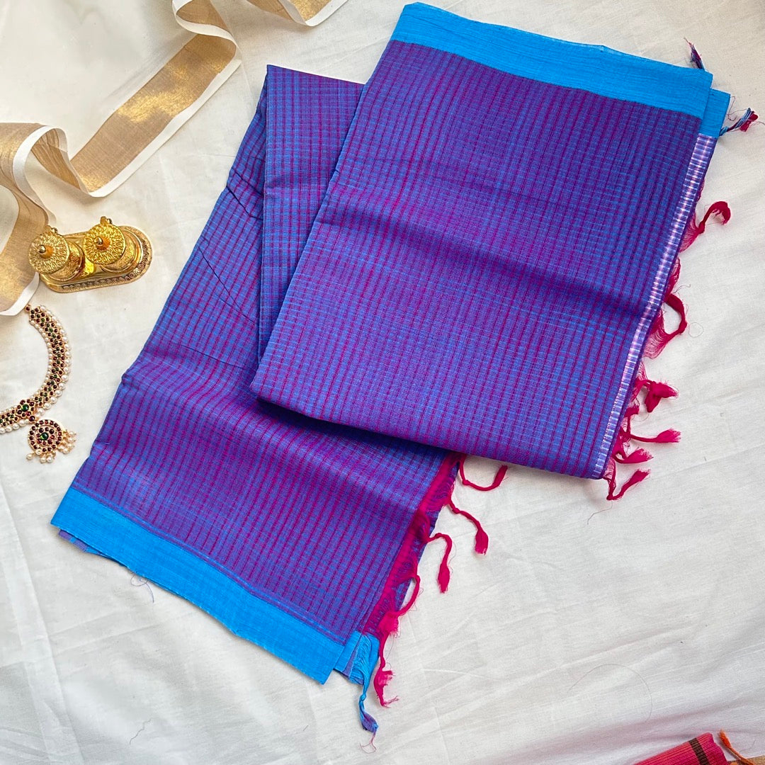 Mangalgiri Purple Cotton Saree- MCCH05