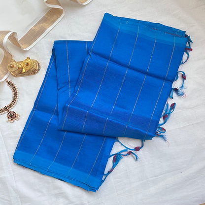 Mangalgiri Pattu Blue Saree - MPH04