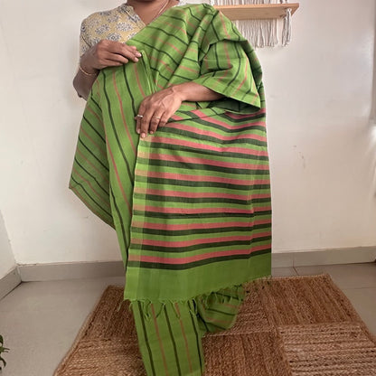 Mangalgiri LGreen Cotton Saree- MCCH12