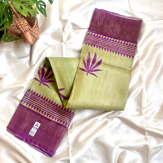 Tussar Silk Pastel GreenP Saree