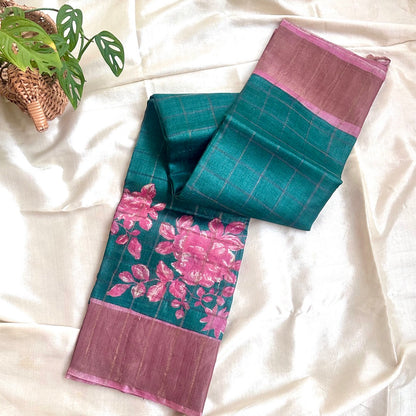 Tussar Green Saree