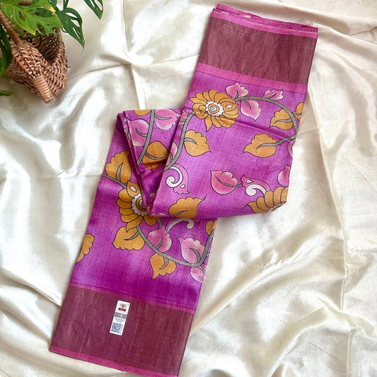 Tussar Silk Pink Saree