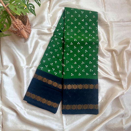 Sungudi Cotton GreenB Saree