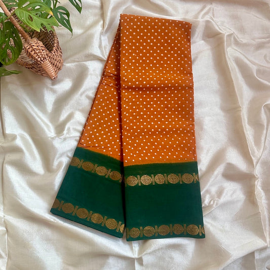 Sungudi Cotton Mustard.G Saree