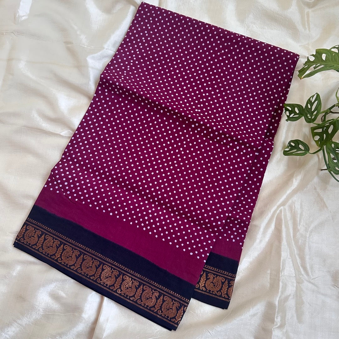 Sungudi Achukattu Cotton Purple Saree