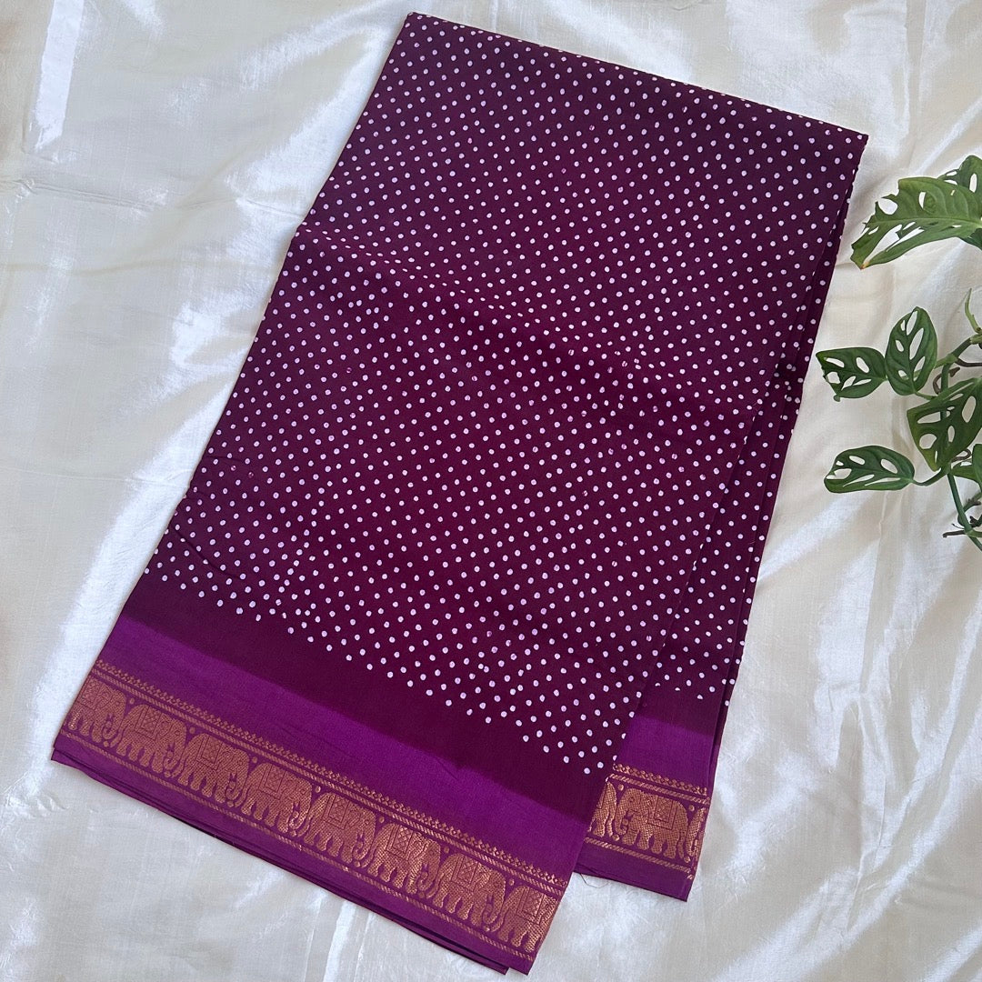 Sungudi Achukattu Cotton Magenta Saree