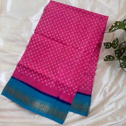 Sungudi Achukattu Cotton Pink Saree