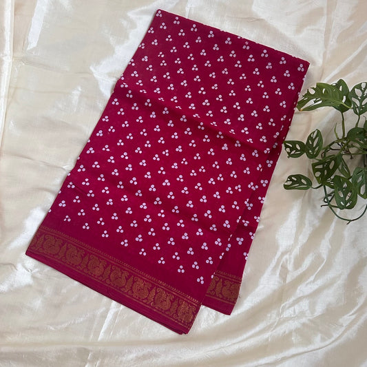 Sungudi Achukattu Cotton Red Saree