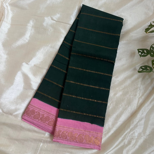 Sungudi Veldari Cotton Green Saree- WB