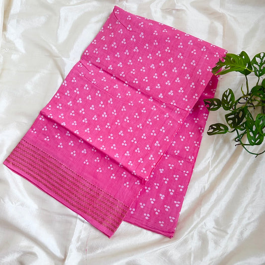 Sungudi Sangili Cotton Pink Saree