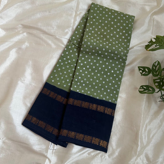 Sungudi Annam Cotton Green Saree - WB