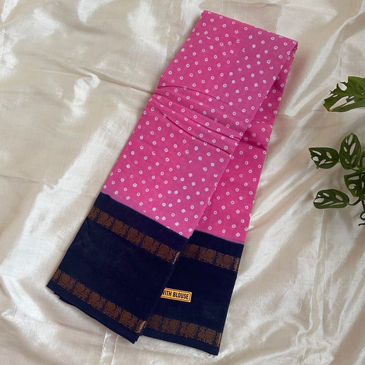 Sungudi Annam Cotton Pink Saree - WB