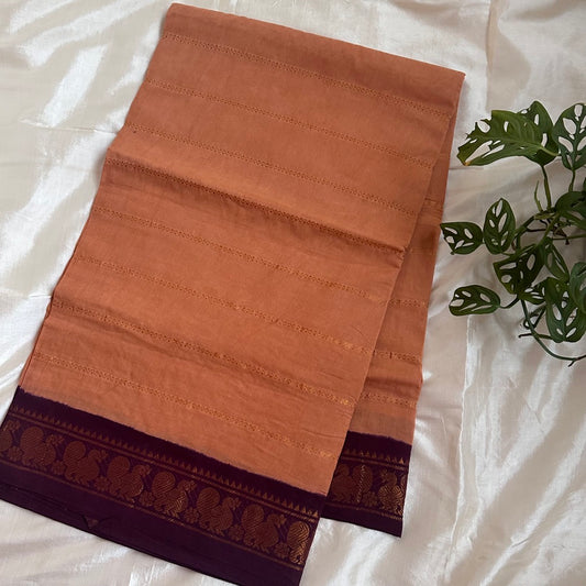 Sungudi Veldari Cotton Sandal Saree- WB