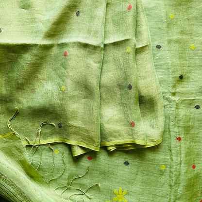 Linen Tissue Green Saree